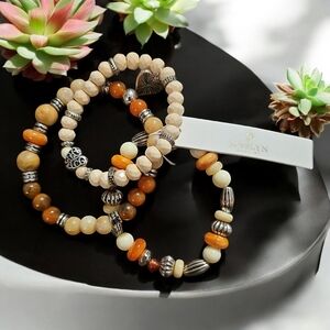 NATURAL BEADED STRETCH BRACELET SET